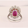6.45 Carat No-Heat Burma Ruby Oval Cut & Round Diamond Halo Ring
