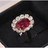6.45 Carat No-Heat Burma Ruby Oval Cut & Round Diamond Halo Ring