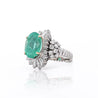 6.8 Carat Oval Cut Colombian Emerald and Diamond Platinum Ring