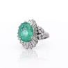 6.8 Carat Oval Cut Colombian Emerald and Diamond Platinum Ring