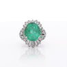6.8 Carat Oval Cut Colombian Emerald and Diamond Platinum Ring