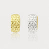 6mm Diamond Cut Reversible 14K Yellow To White Gold Huggie Hoop Earrings