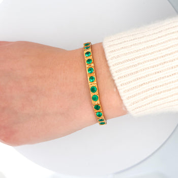 7 Carat Colombian Emerald Bracelet 18K Gold Vintage Box Link Matte Finish – Assay Jewelers