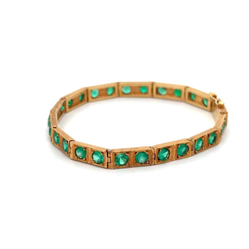 7 Carat Colombian Emerald Bracelet 18K Gold Vintage Box Link Matte Finish – Assay Jewelers