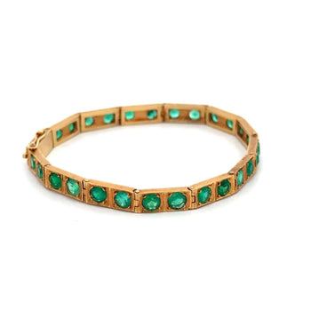 7 Carat Colombian Emerald Bracelet 18K Gold Vintage Box Link Matte Finish – Assay Jewelers