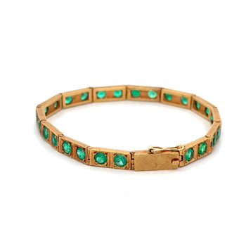 7 Carat Colombian Emerald Bracelet 18K Gold Vintage Box Link Matte Finish – Assay Jewelers