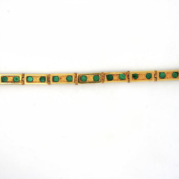 7 Carat Colombian Emerald Bracelet 18K Gold Vintage Box Link Matte Finish – Assay Jewelers