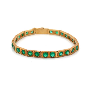 7 Carat Colombian Emerald Bracelet 18K Gold Vintage Box Link Matte Finish – Assay Jewelers