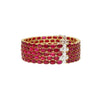 72 Carat Oval Ruby 5-Row Multi Link Tennis Bracelet in 18K Gold