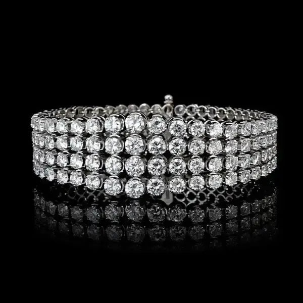 75ct Round Diamond Platinum Tennis Necklace & Bracelet Set