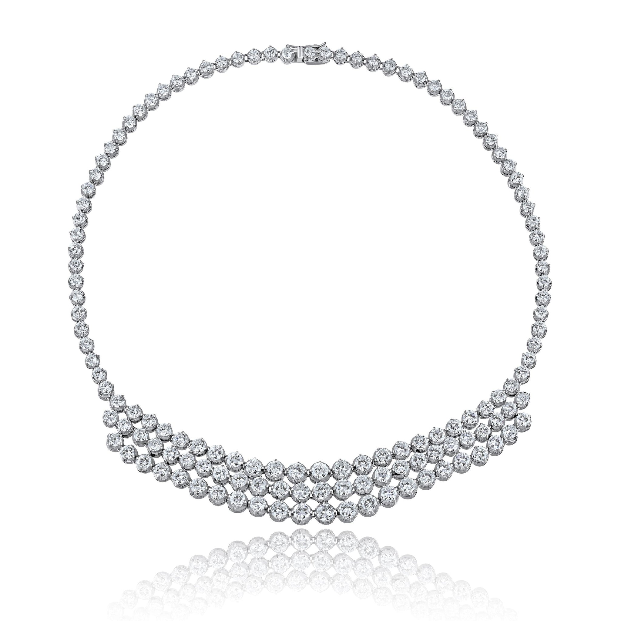 75ct Round Diamond Platinum Tennis Necklace & Bracelet Set