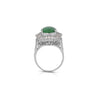 7.50 Carat Untreated Oval Green Jadeite with Baguette Diamonds in Platinum Ring