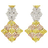 7.50ct Tricolor Diamond Drop Earrings in 18K White, Yellow, Rose Gold