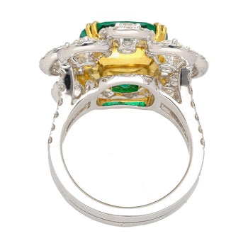 7.60カラットのコロンビア産エメラルド、GRS認定CushionカットダイヤモンドRing – Assay Jewelers