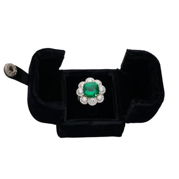 7.60カラットのコロンビア産エメラルド、GRS認定のCushionカットダイヤモンドRing – Assay Jewelers