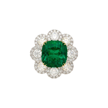 7.60カラット コロンビア産エメラルド GRS鑑定済み Cushionカット ダイヤモンド Ring – Assay Jewelers