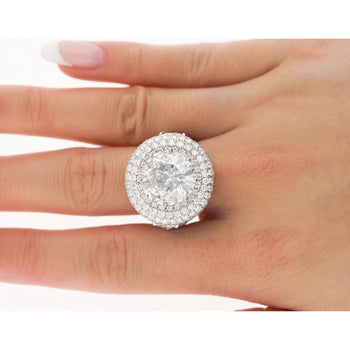 7.71 Carat Round Cut I2 Natural Diamond Cluster Ring in 18K White Gold – Assay Jewelers