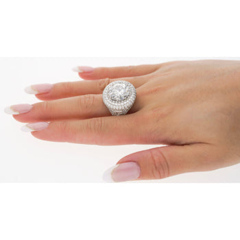 7.71 Carat Round Cut I2 Natural Diamond Cluster Ring in 18K White Gold – Assay Jewelers