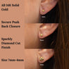 7mm 14K Gold Diamond Cut Hexagon Star Stud Earrings