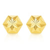 7mm 14K Gold Diamond Cut Hexagon Star Stud Earrings