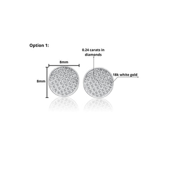 8MM-10MM Circular Round Diamond Cluster Disc Stud Earrings in 18k White Gold – Assay Jewelers
