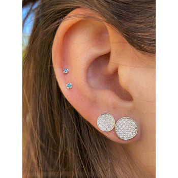 8MM-10MM Circular Round Diamond Cluster Disc Stud Earrings in 18k White Gold – Assay Jewelers