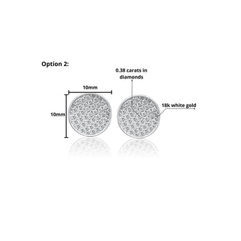 8MM-10MM Circular Round Diamond Cluster Disc Stud Earrings in 18k White Gold – Assay Jewelers