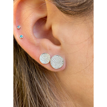 8MM-10MM Circular Round Diamond Cluster Disc Stud Earrings in 18k White Gold – Assay Jewelers