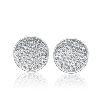 8MM-10MM Circular Round Diamond Cluster Disc Stud Earrings in 18k White Gold – Assay Jewelers
