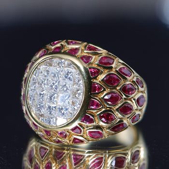 8.25 Carat Oval Burma Ruby Marquise Princess Diamond in 18K Gold Statement Ring – Assay Jewelers
