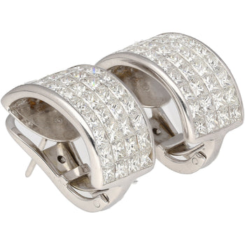 8.82 CTTW Princess Cut Natural Diamond Clip On Earrings in 18K White Gold – Assay Jewelers