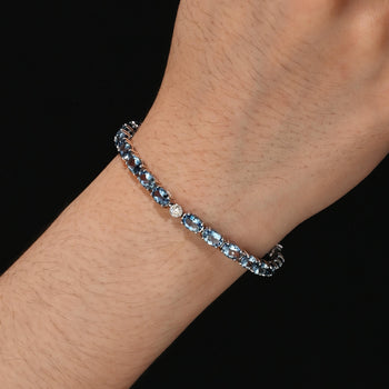 9 Carat Aquamarine & Diamond Single Single 18k White Gold Bracelet – Assay Jewelers