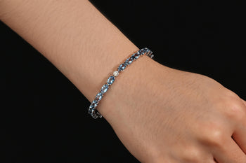 9 Carat Aquamarine & Diamond Single Single 18k White Gold Bracelet – Assay Jewelers