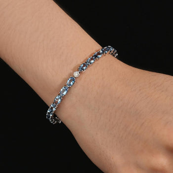 9 Carat Aquamarine & Diamond Single Single 18k White Gold Bracelet – Assay Jewelers