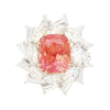 9.10 Carat Ceylon No Heat Padparadscha Pinkish Orange Sapphire and Diamond Ring
