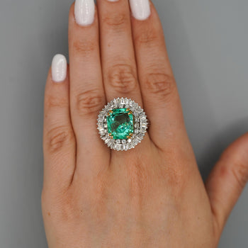 9.17 Carat Octagon Colombia Emerald & Diamond Palladium Ballerina Ring – Assay Jewelers