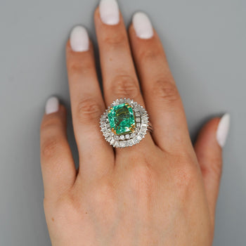 9.17 Carat Octagon Colombia Emerald & Diamond Palladium Ballerina Ring – Assay Jewelers