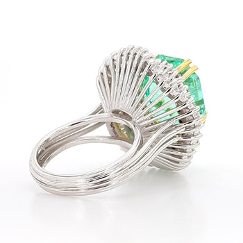9.17 Carat Octagon Colombia Emerald & Diamond Palladium Ballerina Ring – Assay Jewelers