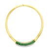 9,6 Karat natürlicher Smaragd- und Diamant-Heringgräten-Stil 18K Gold Halskette