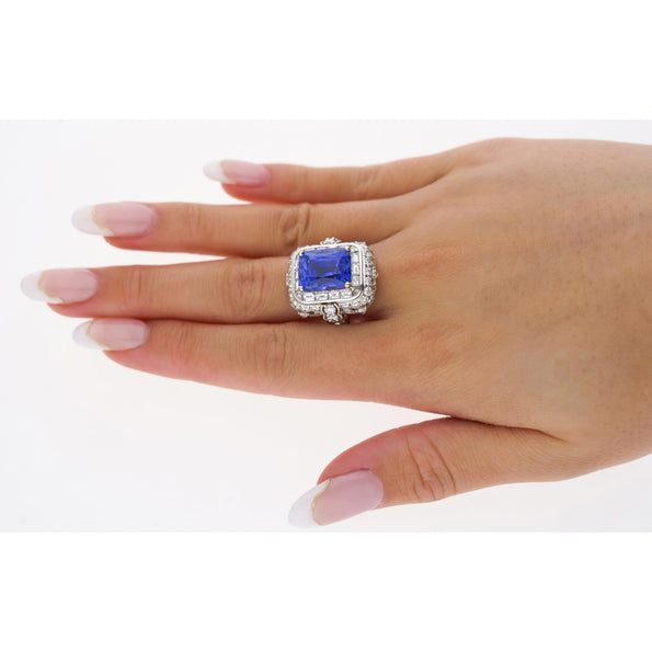 AGL Certified 10.10 Ct No Heat Ceylon Cornflower Blue Sapphire Diamond Ring