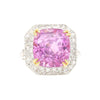 AGL Zertifizierter 10,88 Karat Cushion-Schliff Pink Saphir & Diamant Halo Ring