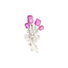 AGL Certified No Heat Ceylon Pink Sapphire and Diamond Platinum Floral Brooch