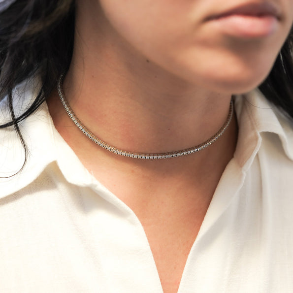 Adjustable 5 Carat Lab Grown Diamond Tennis Choker Necklace