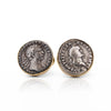 Ancient Roman Coin Cufflinks Of Vespasian and Maiorianus in 14k Gold Frame