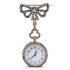 Antique Maison Aucoc Paris دبوس ربطة عنق على شكل قوس مرصع بالألماس ومينا غيوشيه عيار 18K ساعة