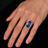 Antique Old Mine 11.3 Carat No Heat Burma Blue Sapphire & Diamond Halo Ring in Platinum