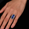 Antique Old Mine 11.3 Carat No Heat Burma Blue Sapphire & Diamond Halo Ring in Platinum