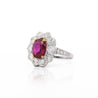 Art Deco 4.05 Carat Ruby and Old Euro Diamond Halo Platinum Ring - AGL Certified