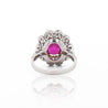 Art Deco 4.05 Carat Ruby and Old Euro Diamond Halo Platinum Ring - AGL Certified