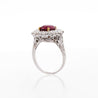 Art Deco 4.05 Carat Ruby and Old Euro Diamond Halo Platinum Ring - AGL Certified